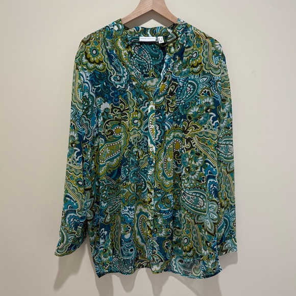 Susan Graver Tops - Susan Graver Button Front Sheer Blouse